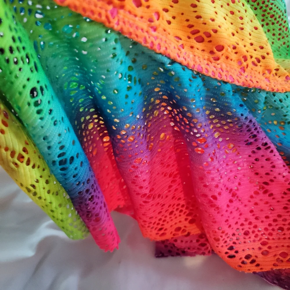 Wonder Nation‎ Girls Bright Colorful Rainbow Colored Mesh Tankini Size L 11/12